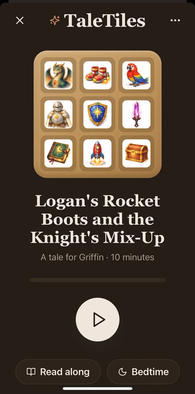 A story playing in the TaleTiles app